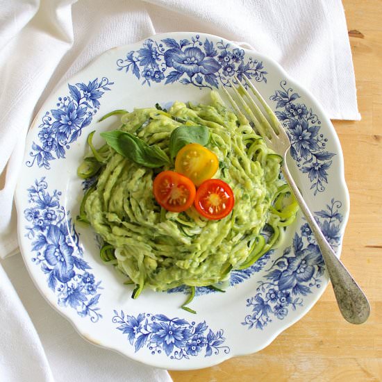 Zucchini Noodles and Avocado Pesto