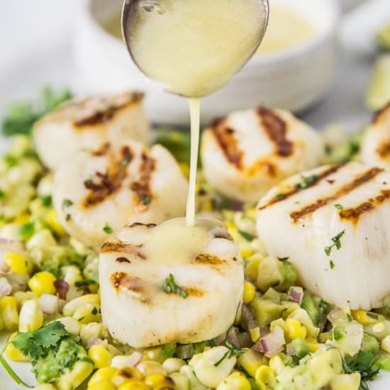 Grilled Scallops with Corn Salsa