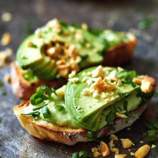Creamy Peanut-Avocado Toasts