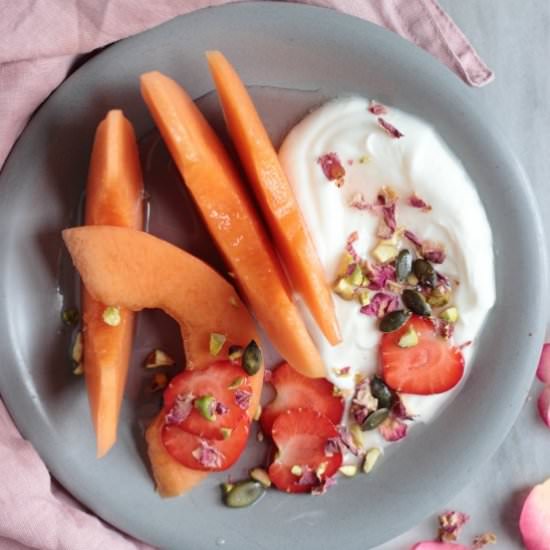 Cantaloupe Melon in Rose Syrup