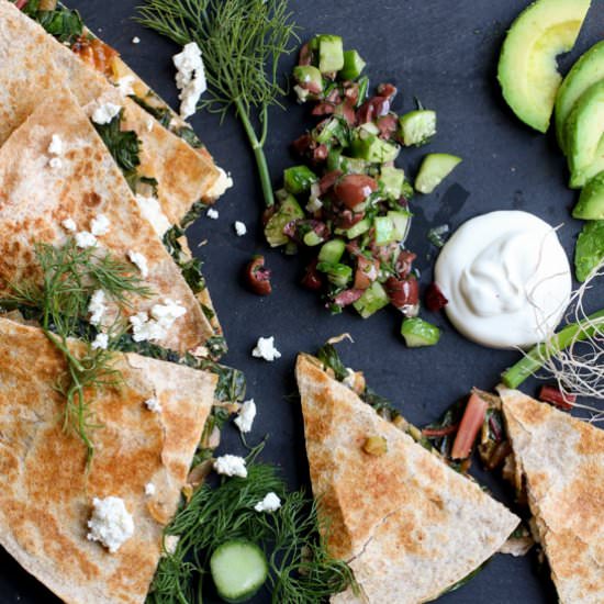 Swiss Chard and Feta Quesadilla