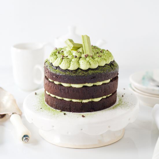 Chocolate Cake with Matcha Ganache