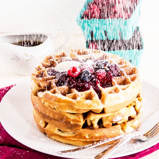 Belgian Waffles with Berry Sauce