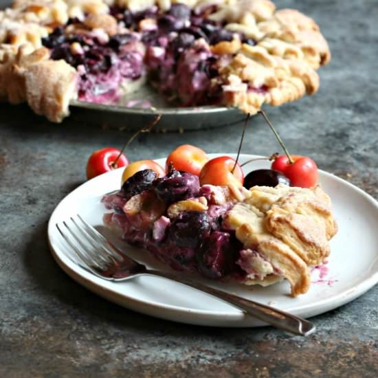 Mixed Cherry and Goat Cheese Pie
