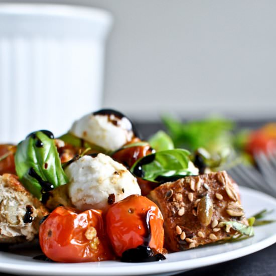 roasted tomato caprese panzanella
