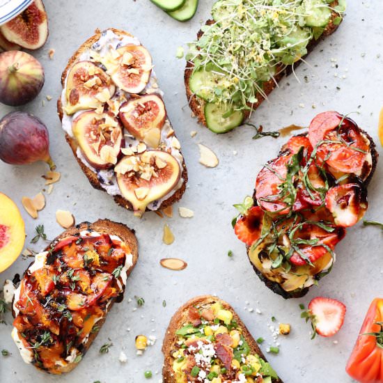 Summery Toasts, 5 Ways.