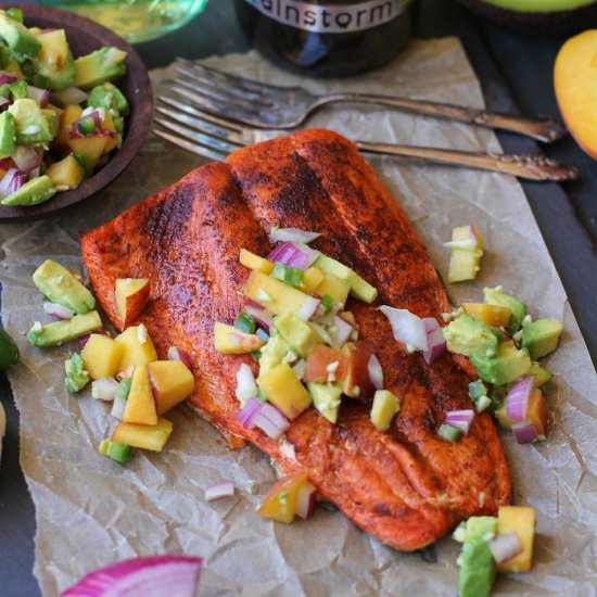 Broiled Salmon with Peach Salsa