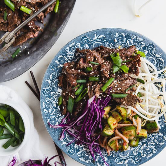 Korean BBQ Beef and Cucumber Kimchi
