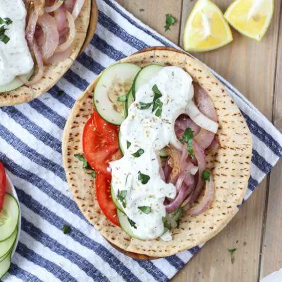 Easy Veggie Greek Pitas