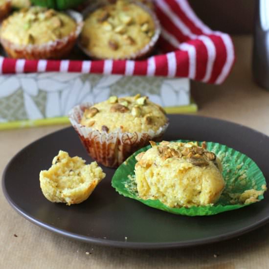 Lemon Pistachio Cornmeal Muffins