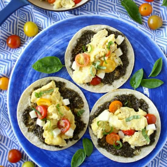 pesto caprese egg tacos