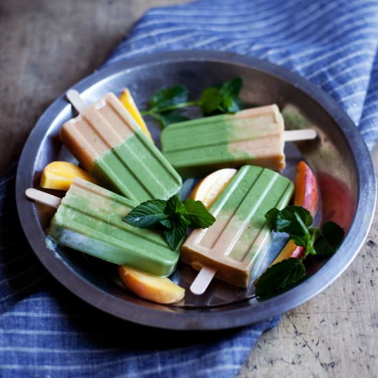 peach + matcha popsicles