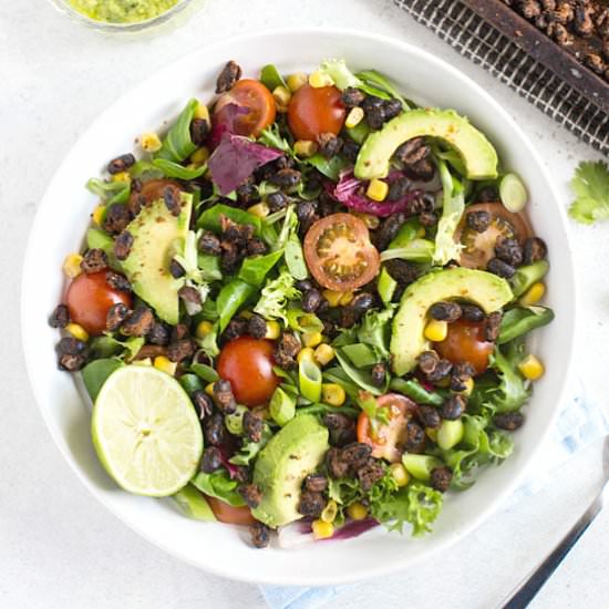 Roasted black bean taco salad