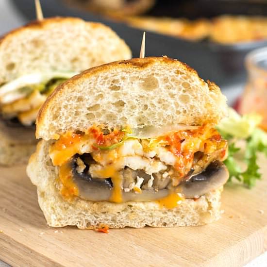 Halloumi and portobello burgers