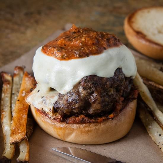 Mozzarella Stuffed Meatball Burgers