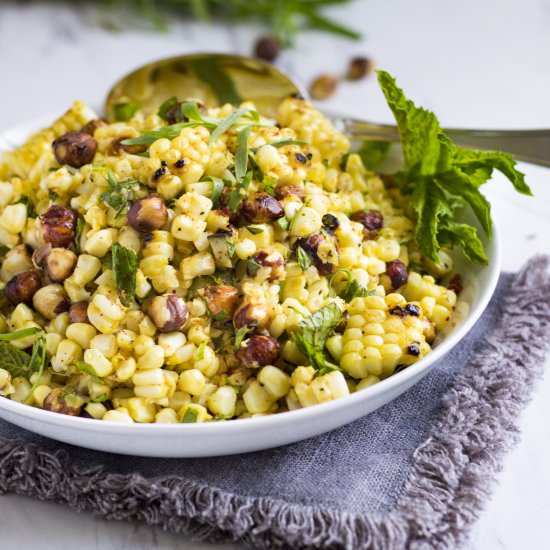 Grilled Corn Salad with Hazelnuts