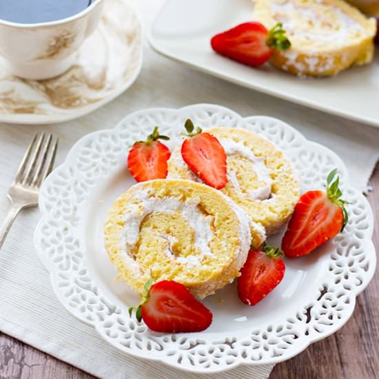Strawberry Cream Swiss Roll