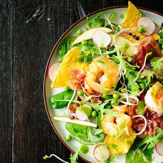 Shrimp Salad and Spinach Vinaigrette