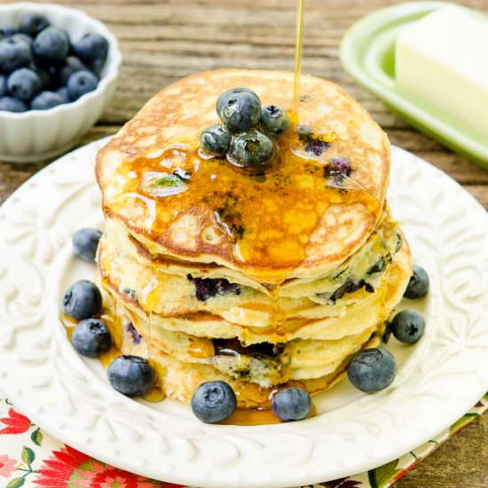 Blueberry Masa Harina Pancakes