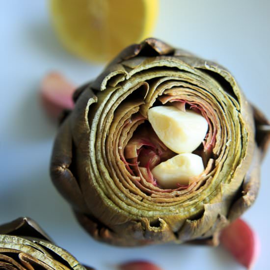 Lemon Garlic Roasted Artichokes