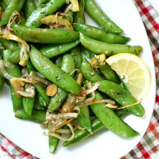 Lemony Stir Fried Sugar Snap Peas