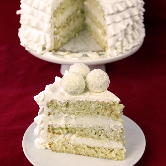 Raffaello Coconut Ruffle Cake