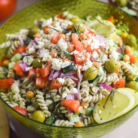 Greek Tzatziki Chia Pasta Salad