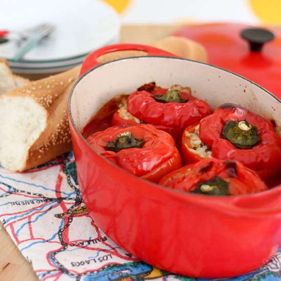 Rice Stuffed Capsicums (Peppers)
