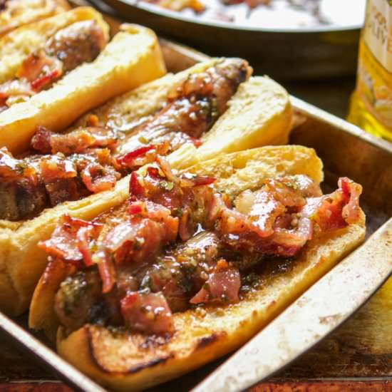 Honey mustard bacon brats