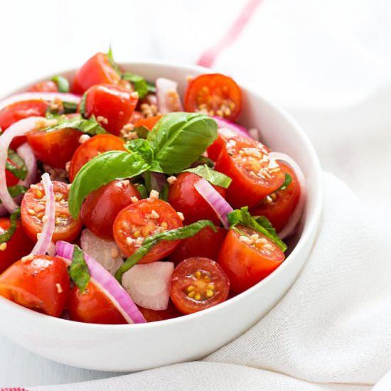 tomato, basil & red onion salad