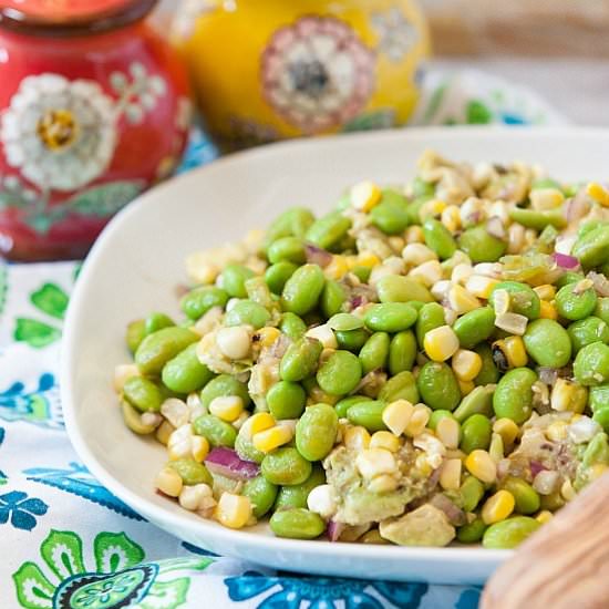 Corn Edamame Avocado Salad