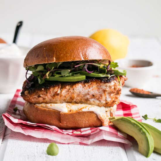 Blackened Harissa Halibut Burgers