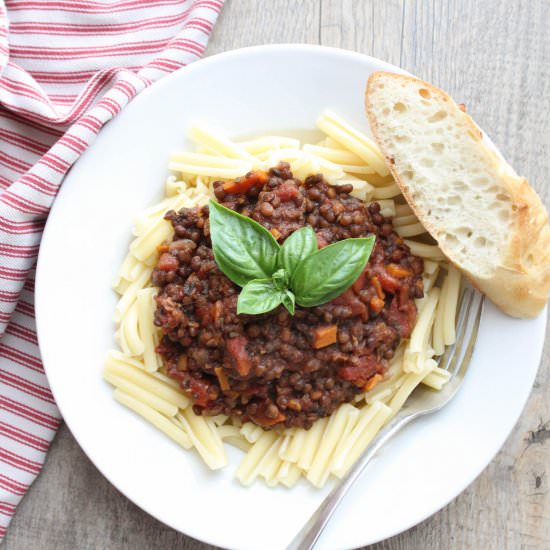 Lentil Bolognese in the Instant Pot