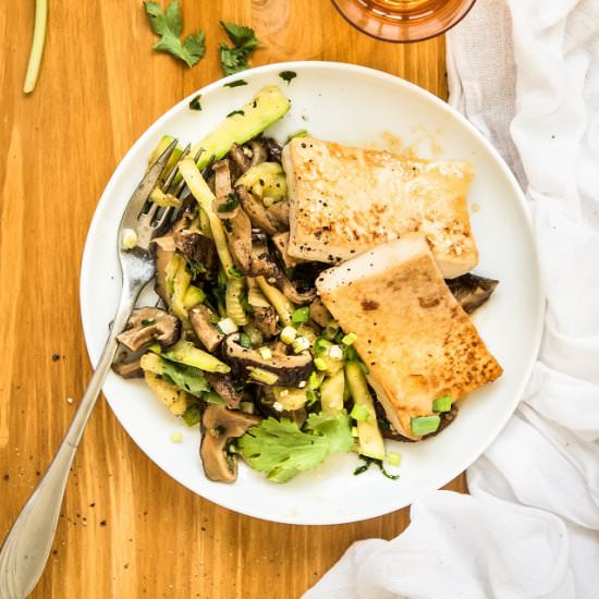 Mirin Glazed Tofu with Shiitake