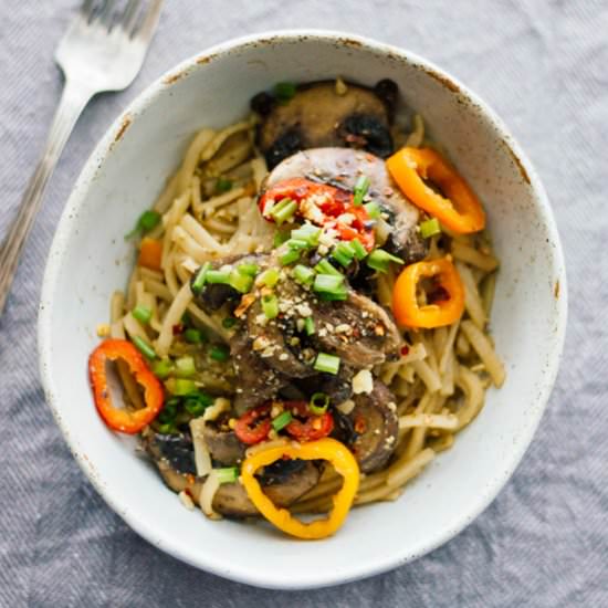 Miso Roasted Mushroom Noodle Bowls