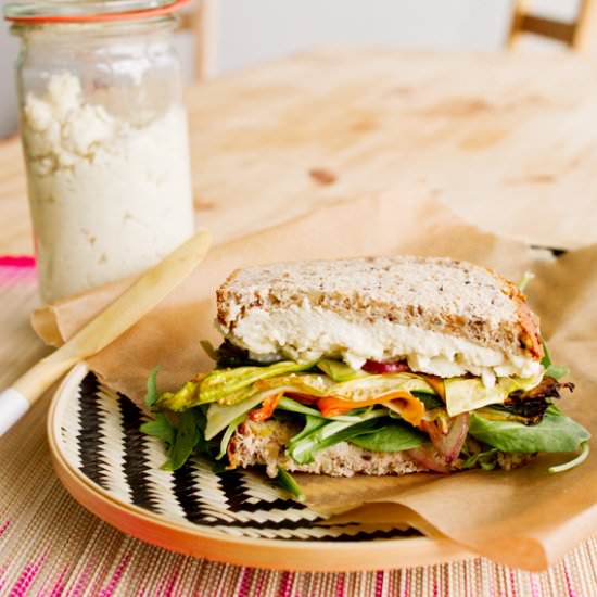 Roasted Cauliflower Hummus Sandwich