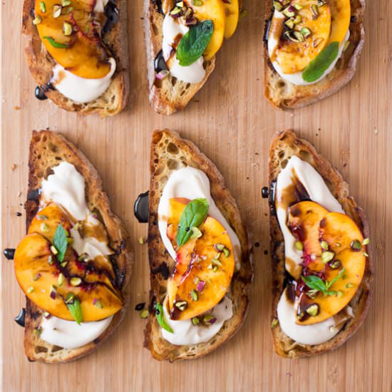Crostini, smoky spread + nectarine