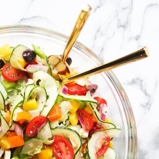 Spiralized Cucumber Greek Salad
