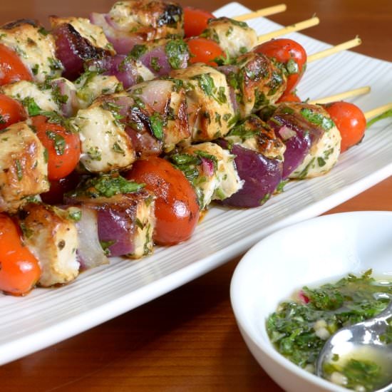 Grilled Chimichurri Chicken Skewers