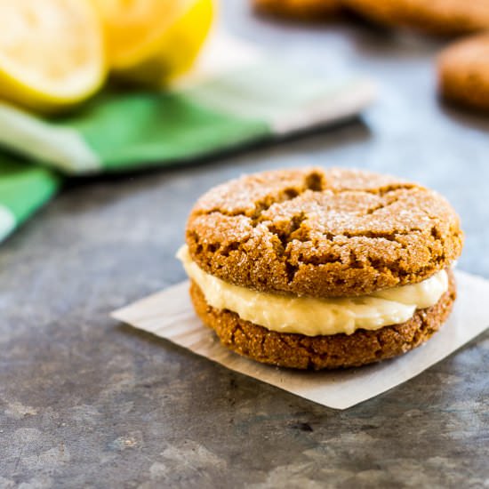 Lemon Gingersnap Sandwich Cookies
