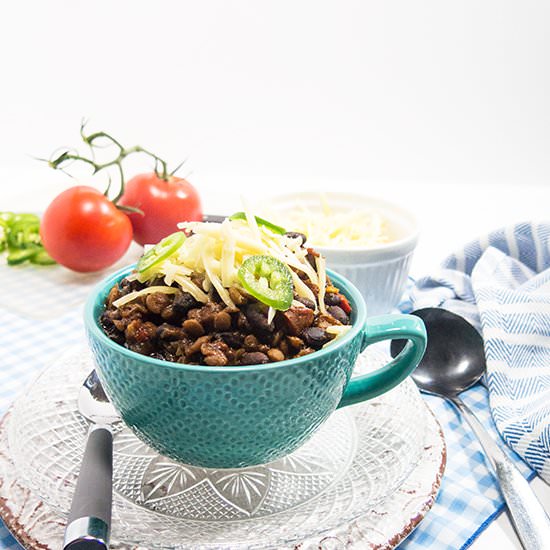 Slow Cooker Black Bean Lentil Chili