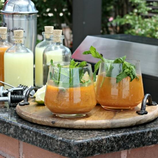 Bourbon Peach Fizz Cocktail