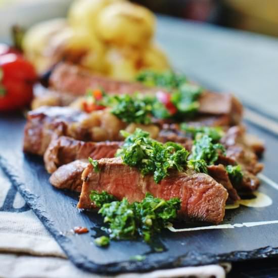 Grilled Rib Eye with Chimichurri