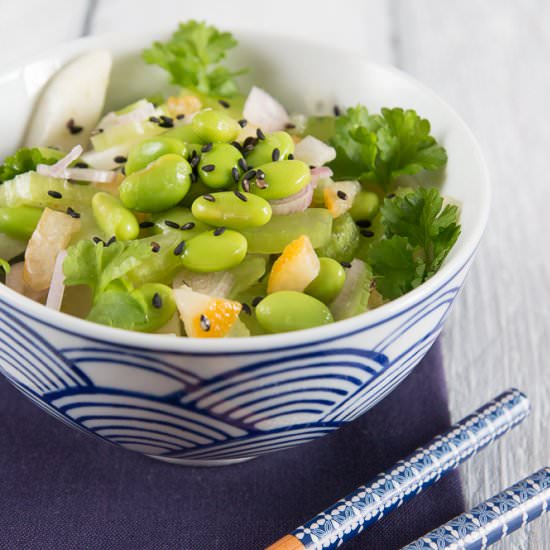 Edamame Celery Slaw with Lemons