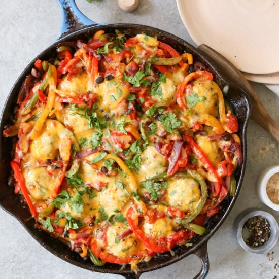 Chicken Meatball Fajita Skillet