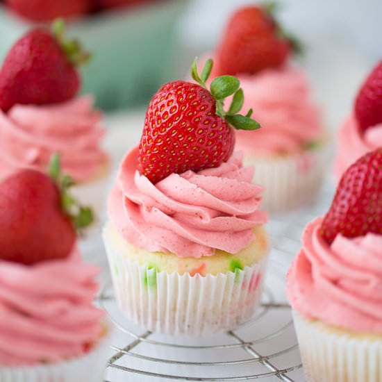Strawberry Confetti Cupcakes