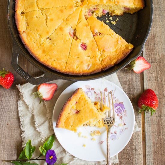 Honey Strawberry Skillet Cornbread