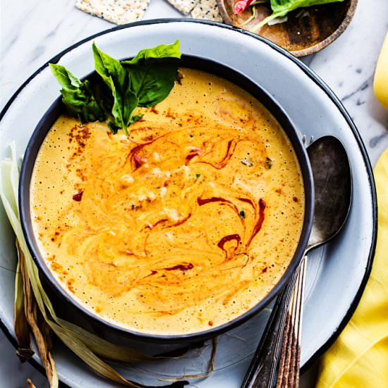 Spicy Vegan Cream of Corn Soup