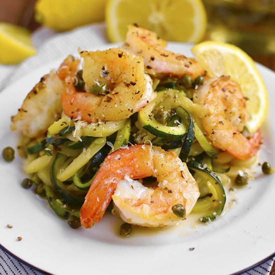 Skinny Shrimp Piccata with Zoodles
