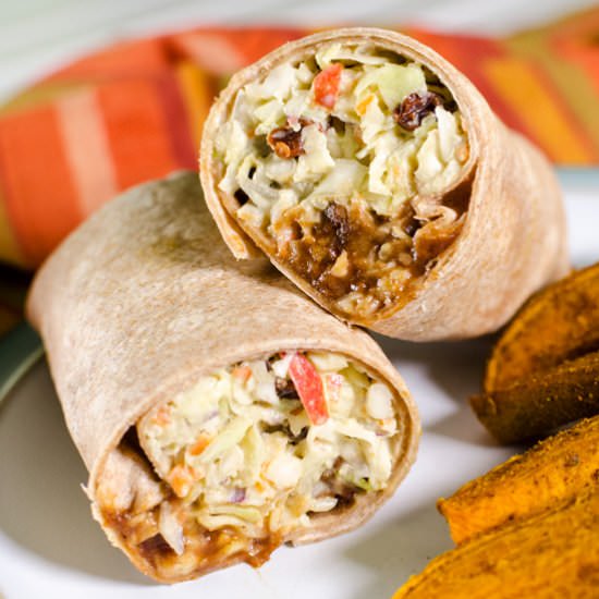 Vegan BBQ Tempeh Coleslaw Wrap